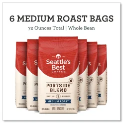 Seattle's Best 12407831 12 oz Bag Medium Roast Whole Bean Coffee - Port Side Blend (6/Carton)