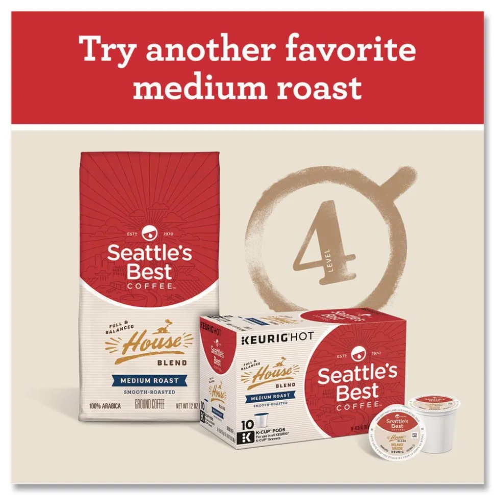 Seattle's Best 12407831 12 oz Bag Medium Roast Whole Bean Coffee - Port Side Blend (6/Carton)