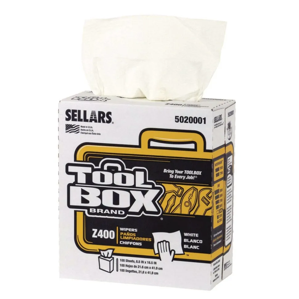 Sellars 1-Ply 8.5 x 16.5 Z400 Interfold Pop-Up Wipers - White (8/Carton)