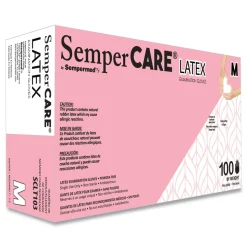 SemperCare Latex Examination Gloves - Cream/Medium (100/Box)