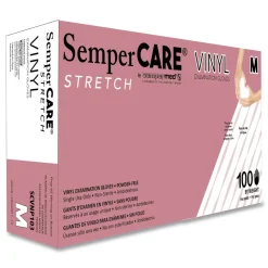 SemperCare Stretch Vinyl Examination Gloves - Medium, Cream (1000/Carton)