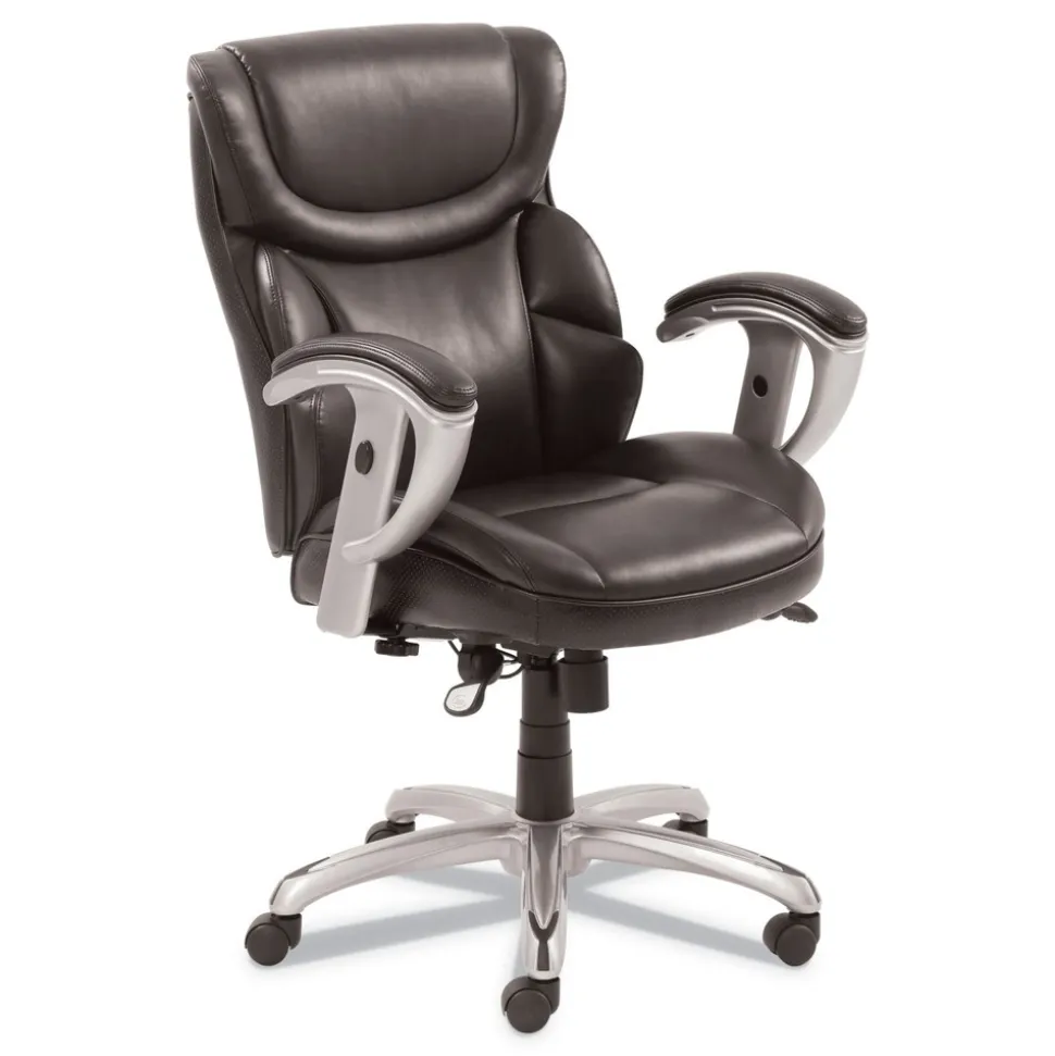 SertaPedic 18.75 in. to 21.75 in. Seat Height Supports Up to 300 lbs. Emerson Task Chair - Brown Seat/Back, Silver Base