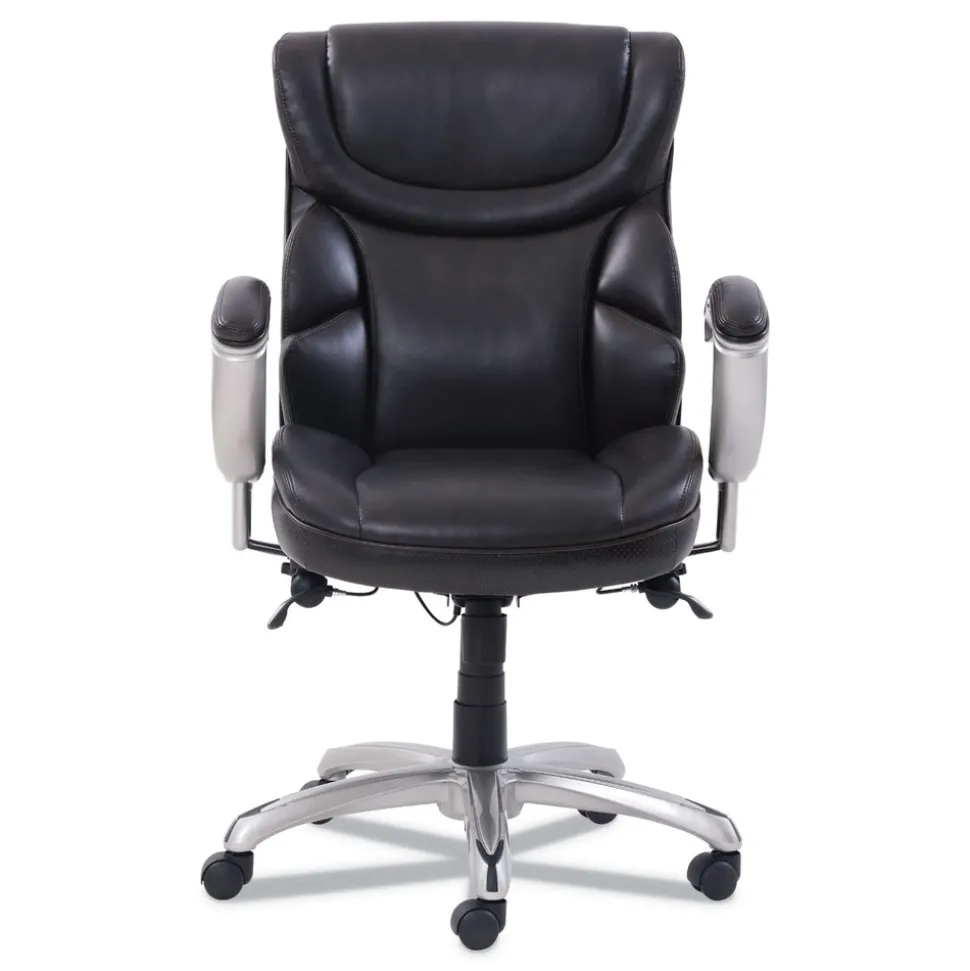SertaPedic 18.75 in. to 21.75 in. Seat Height Supports Up to 300 lbs. Emerson Task Chair - Brown Seat/Back, Silver Base
