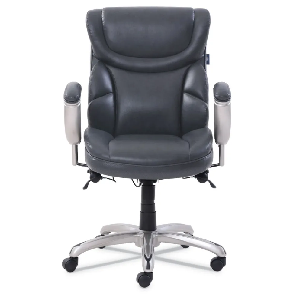 SertaPedic 18.75 in. to 21.75 in. Seat Height Supports Up to 300 lbs. Emerson Task Chair - Gray Seat/Back, Silver Base