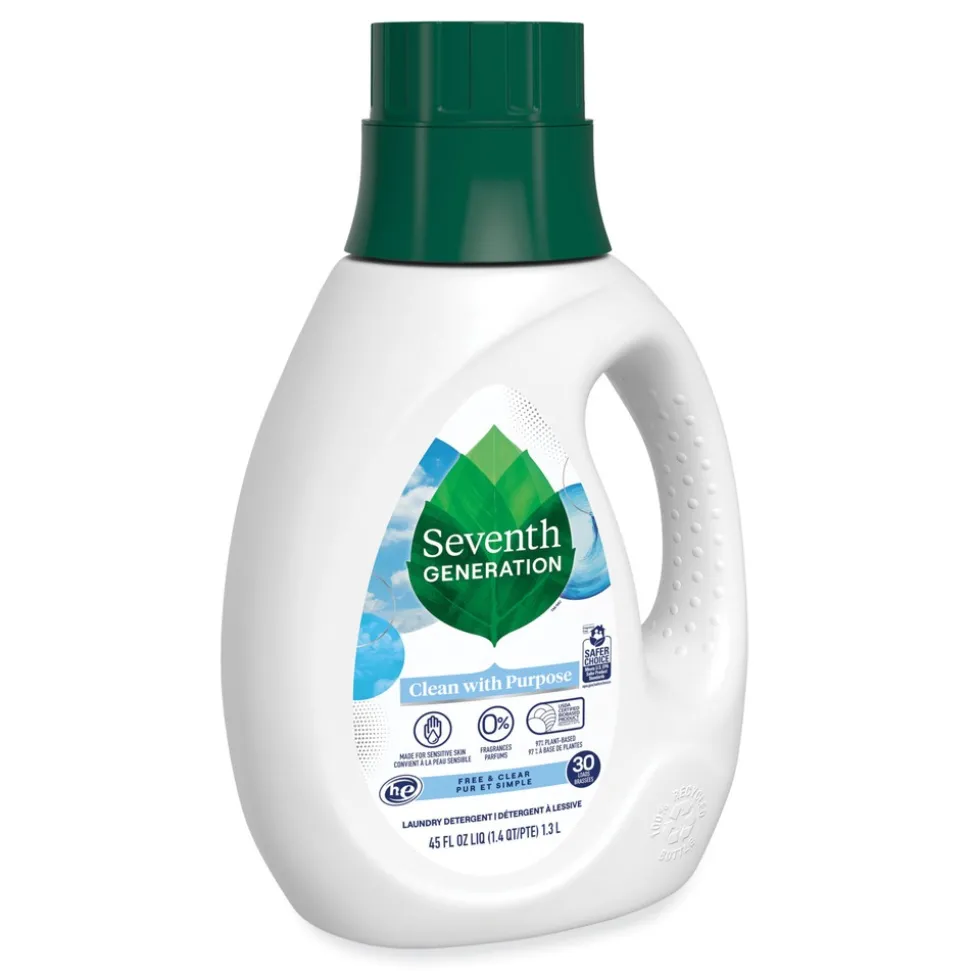 Seventh Generation 10732913450661 45 oz. Bottle Natural Liquid Laundry Detergent - Fragrance Free (6/Carton)