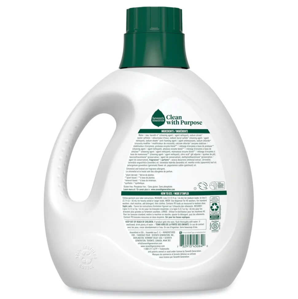 Seventh Generation 135 oz. Bottle Natural Liquid Laundry Detergent - Fresh Lavender (4/Carton)
