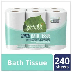 Seventh Generation 100% Recycled 2-Ply Bathroom Tissue - White (240 Sheets/Roll, 12 Rolls/Pack)