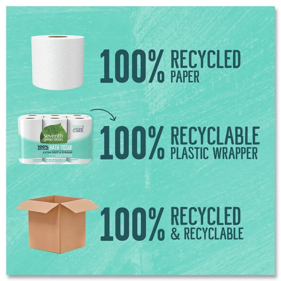 Seventh Generation 100% Recycled 2-Ply Bathroom Tissue - White (240 Sheets/Roll, 12 Rolls/Pack)
