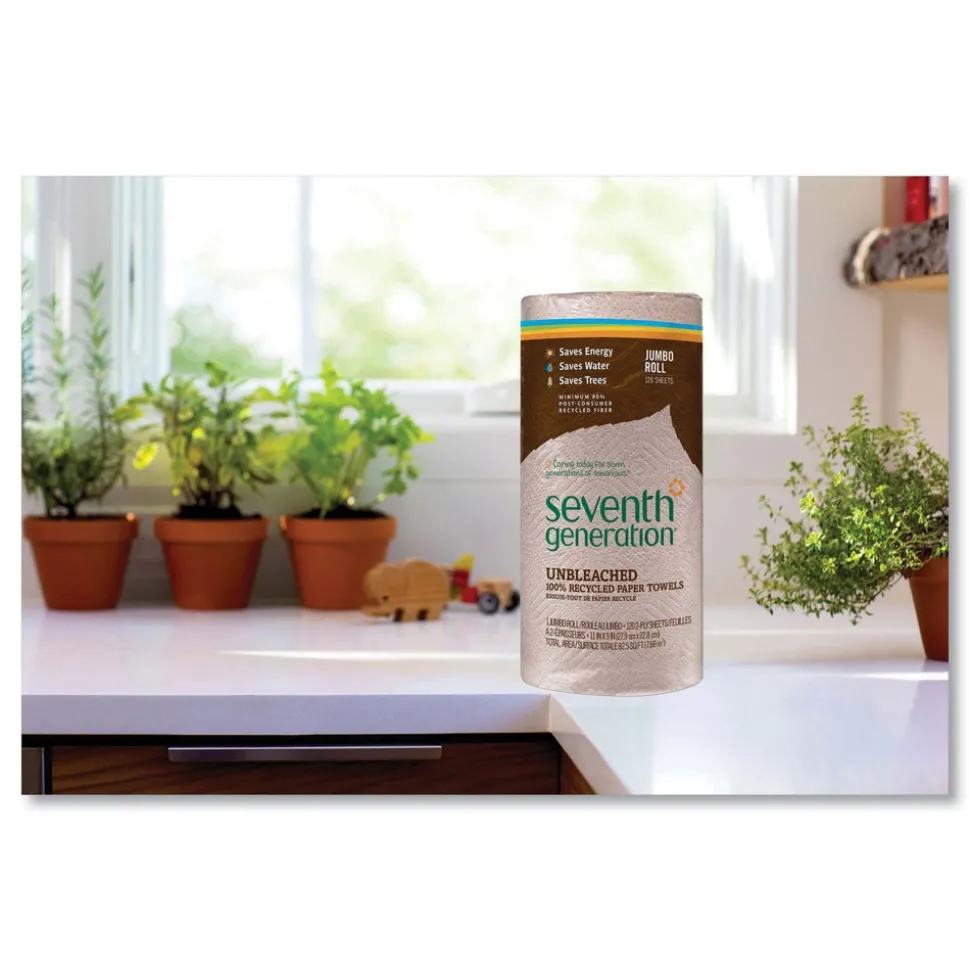 Seventh Generation SEV 13720 100% Recycled 11 in. x 9 in. 2-Ply Paper Kitchen Towel Rolls - Brown (120/Roll, 30 Rolls/Carton)