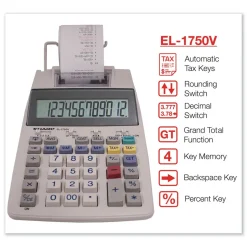 Sharp 2 Lines/Sec Black/Red Color Printing Calculator