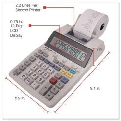 Sharp 2 Lines/Sec Black/Red Color Printing Calculator
