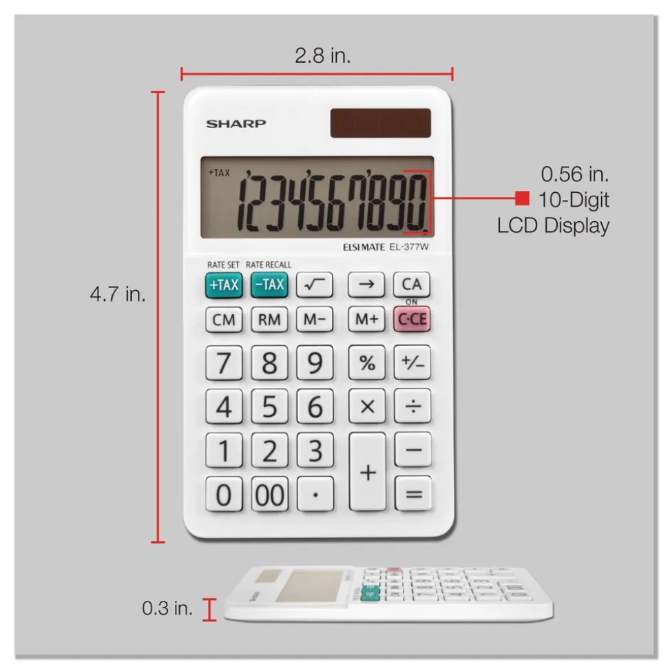 Sharp 10-Digit LCD Large Pocket Calculator