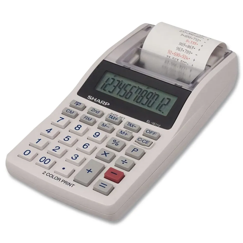 Sharp EL-1611V 2 Lines/Sec Printing Calculator - Black/Red Print