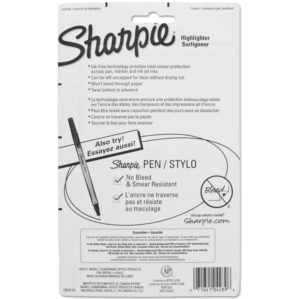 Sharpie Bullet Tip Gel Highlighters - Assorted Ink/Barrel Colors (1-Set)