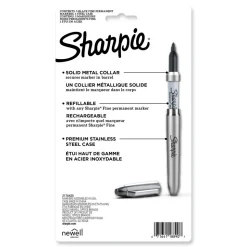 Sharpie Fine Bullet Tip Stainless Steel Single Marker Case Permanent Marker - Black (6/Pack)