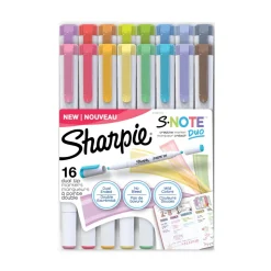 Sharpie S-Note Bullet/Chisel Tip Creative Markers - Assorted Ink Colors/White Barrel (16/Pack)