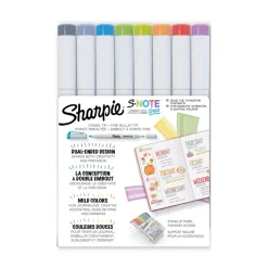 Sharpie S-Note Bullet/Chisel Tip Creative Markers - Assorted Ink Colors/White Barrel (16/Pack)