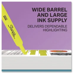 Sharpie Tank-Style Chisel Tip Highlighters - Fluorescent Yellow Ink/Yellow Barrel (4/Pack)