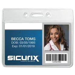 SICURIX SICURIX 2.13 in. x 3.38 in. Horizontal Badge Holder - Clear (12/Pack)