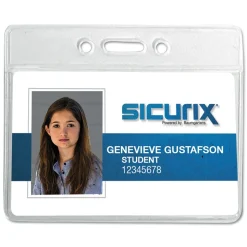 SICURIX SICURIX 2.13 in. x 3.38 in. Horizontal Badge Holder - Clear (12/Pack)