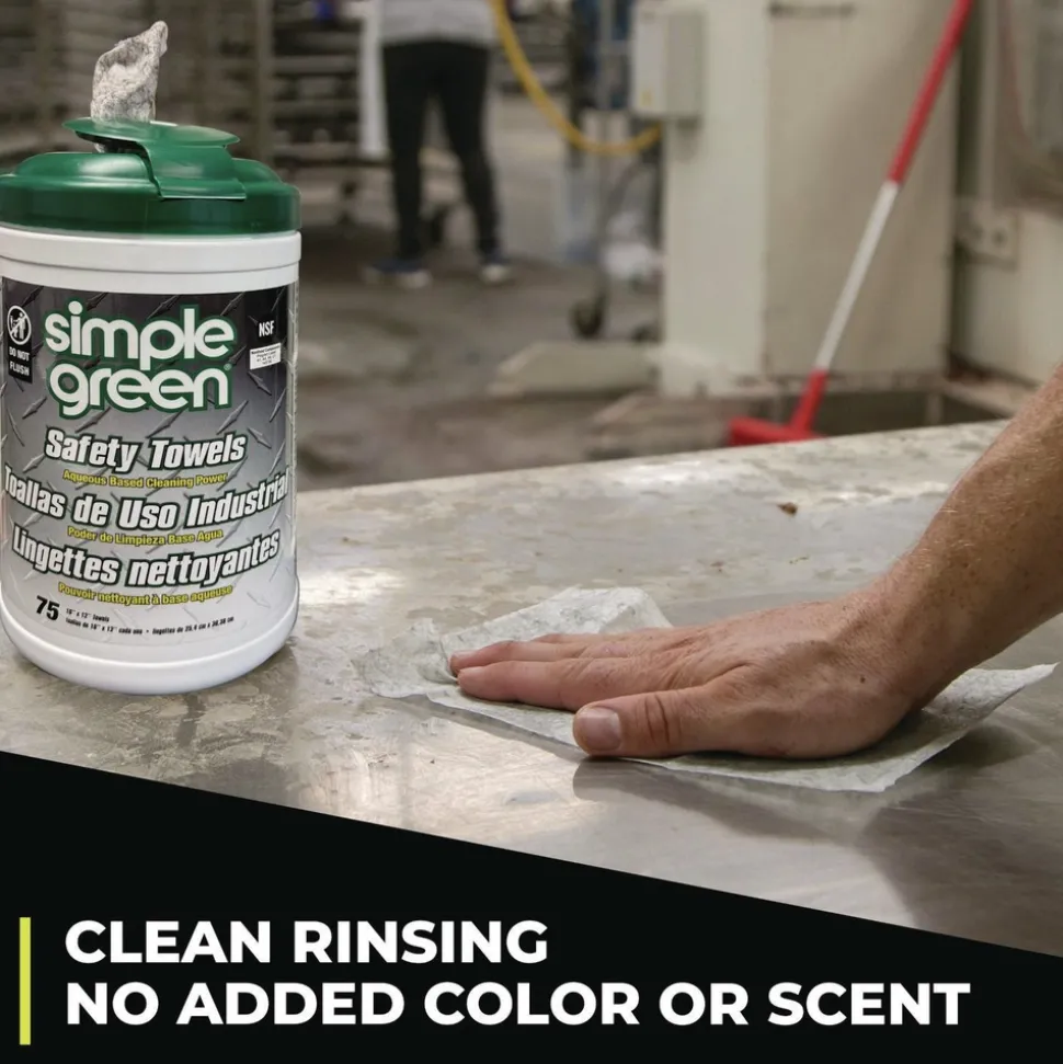 Simple Green 3810000613351 10 in. x 11 3/4 in. 1-Ply Safety Towels - Unscented (75/Canister, 6 Canisters/Carton)