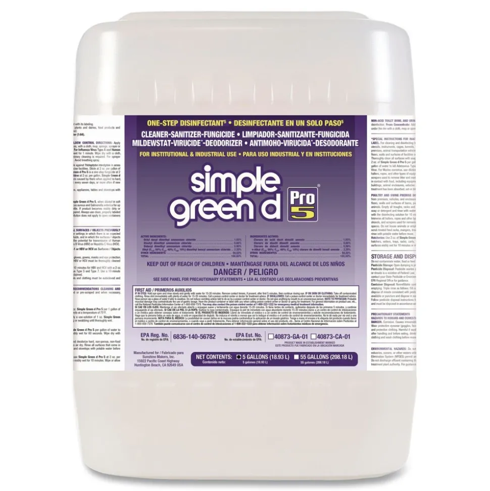 Simple Green 5 Gallon d Pro 5 Disinfectant - Unscented