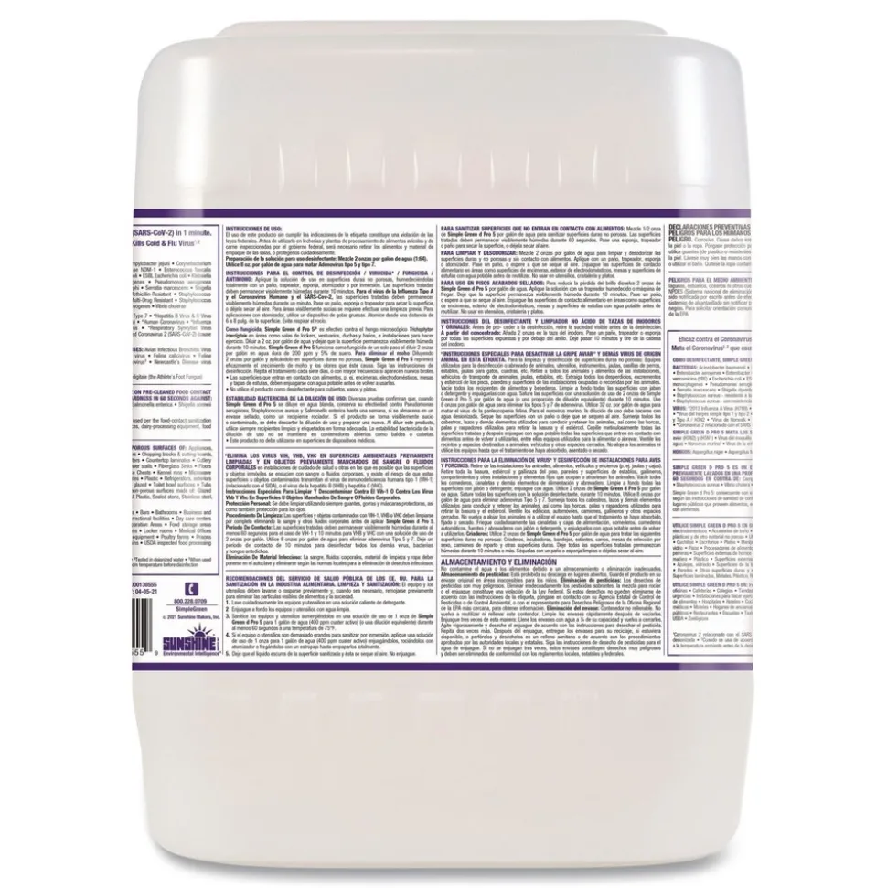 Simple Green 5 Gallon d Pro 5 Disinfectant - Unscented