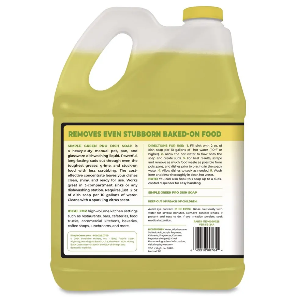 Simple Green 1 Gallon Pro Dish Soap - Sparkling Citrus Scent (4/Carton)