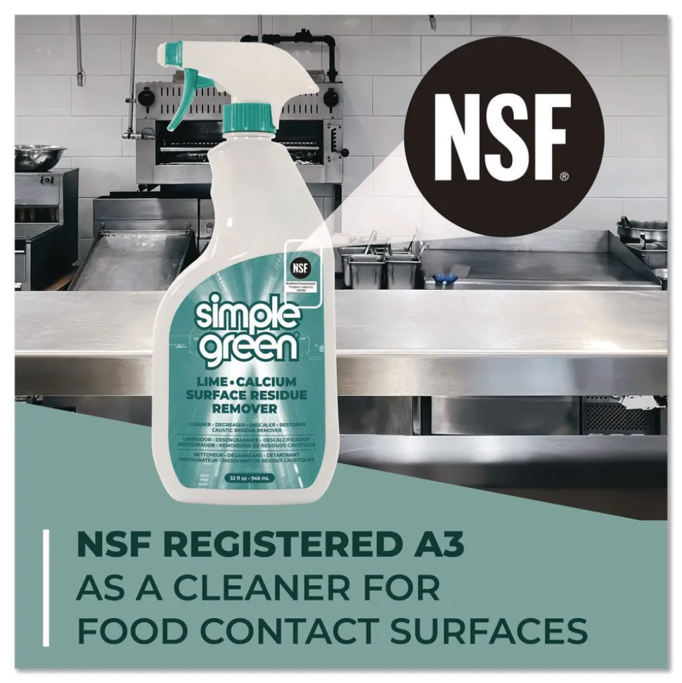 Simple Green Lime Calcium Surface Residue Remover, 32 oz Spray Bottle, 12/Carton