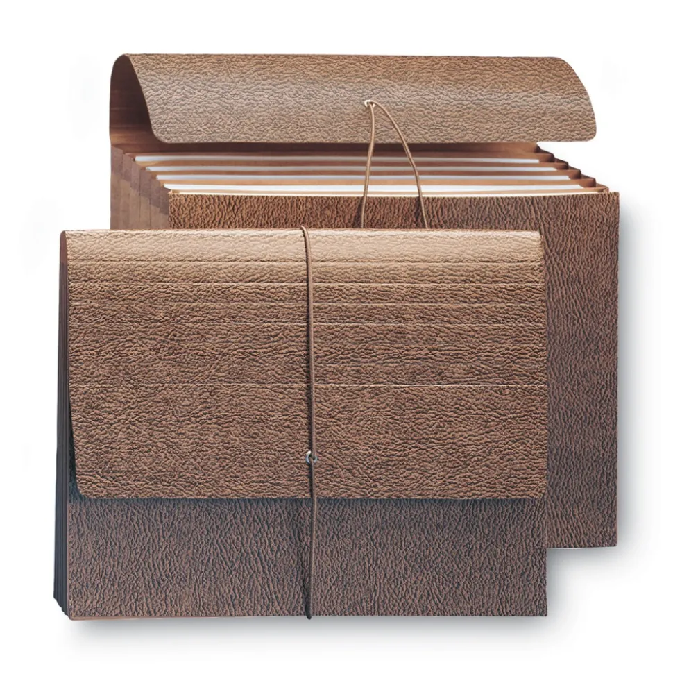 Smead 72473 5.25 in. Expansion 6 Section Letter Size Classic Expanding Partition Wallet with Tear Resistant Gusset and Elastic Cord - Redrope (10/Box)