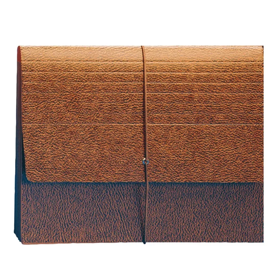 Smead 72473 5.25 in. Expansion 6 Section Letter Size Classic Expanding Partition Wallet with Tear Resistant Gusset and Elastic Cord - Redrope (10/Box)