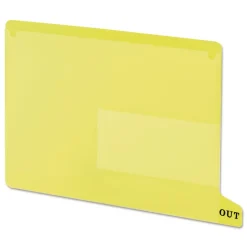 Smead 61956 1/3-Cut End Tab Out 8.5 in. x 11 in. Colored Poly Out Guides with Pockets - Yellow (25/Box)