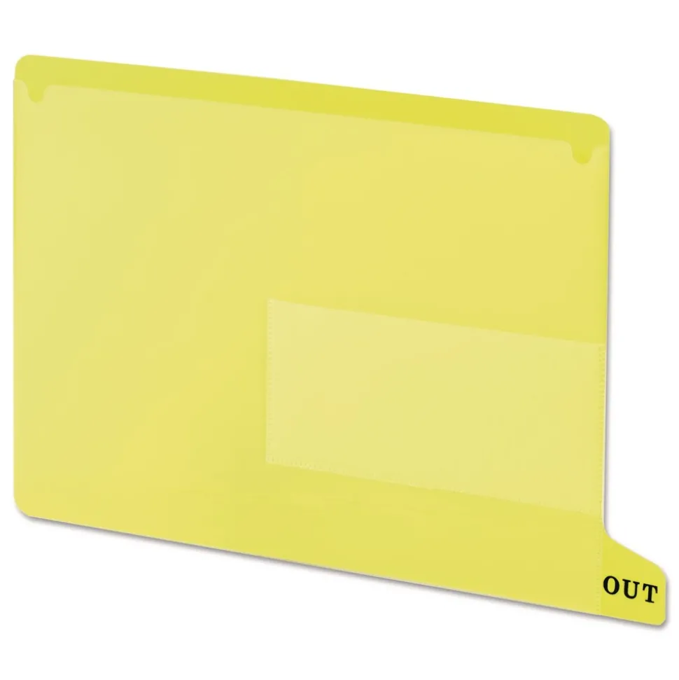 Smead 61956 1/3-Cut End Tab Out 8.5 in. x 11 in. Colored Poly Out Guides with Pockets - Yellow (25/Box)