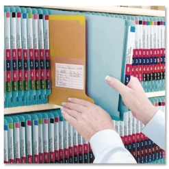 Smead 61956 1/3-Cut End Tab Out 8.5 in. x 11 in. Colored Poly Out Guides with Pockets - Yellow (25/Box)