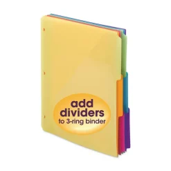 Smead 89421 1/3-Cut Tabs 11.25 in. x 9.75 in. Three-Ring Binder Poly Index Dividers with Pocket - Assorted Colors (30/Box)
