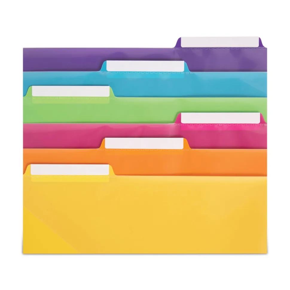 Smead 89421 1/3-Cut Tabs 11.25 in. x 9.75 in. Three-Ring Binder Poly Index Dividers with Pocket - Assorted Colors (30/Box)