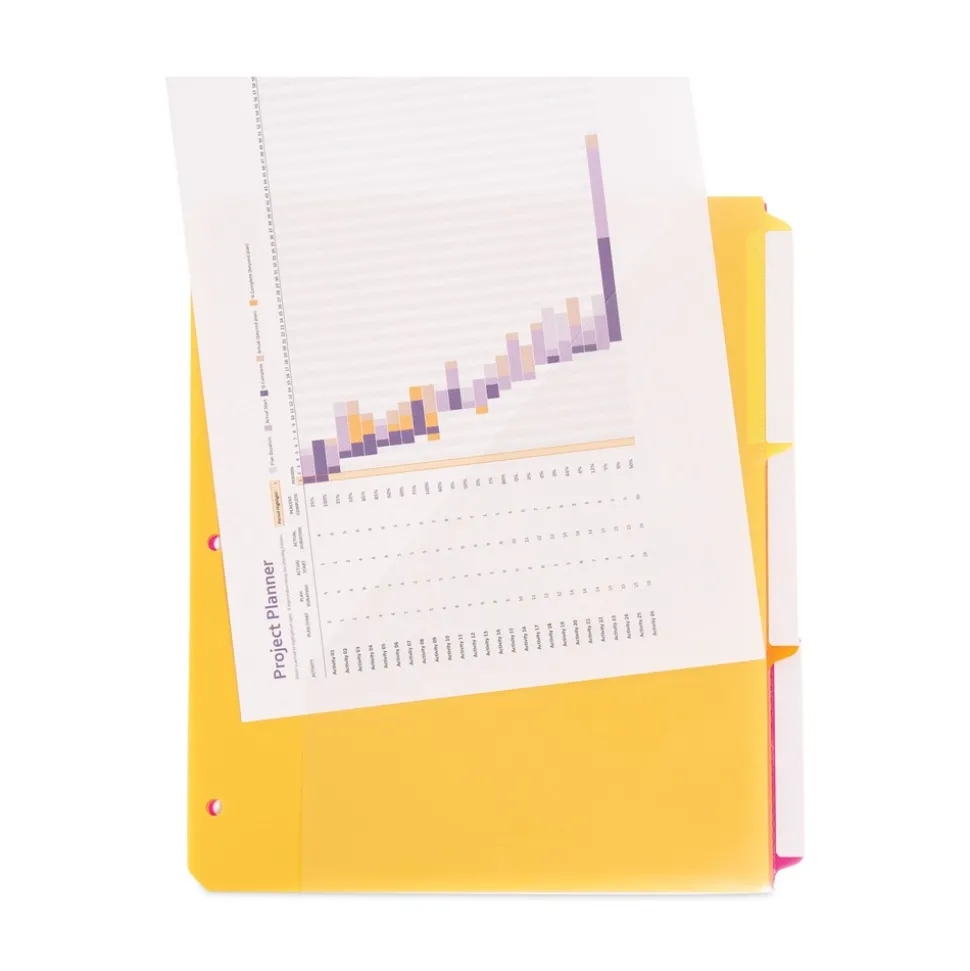 Smead 89421 1/3-Cut Tabs 11.25 in. x 9.75 in. Three-Ring Binder Poly Index Dividers with Pocket - Assorted Colors (30/Box)