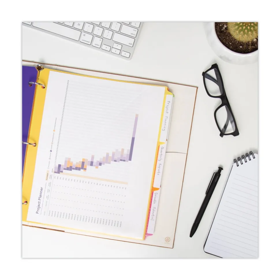 Smead 89421 1/3-Cut Tabs 11.25 in. x 9.75 in. Three-Ring Binder Poly Index Dividers with Pocket - Assorted Colors (30/Box)