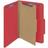 Smead 1 Divider Four SafeSHIELD Fasteners Legal Size Four-Section Pressboard Top Tab Classification Folders - Bright Red (10/Box)