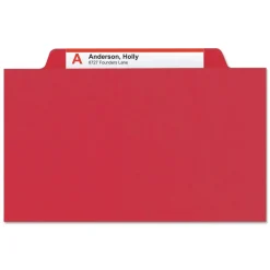 Smead 1 Divider Four SafeSHIELD Fasteners Legal Size Four-Section Pressboard Top Tab Classification Folders - Bright Red (10/Box)