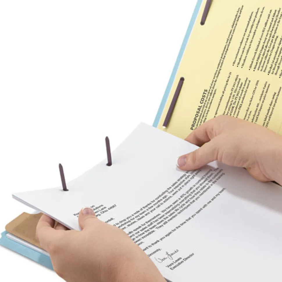 Smead 1 Divider Four SafeSHIELD Fasteners Legal Size Four-Section Pressboard Top Tab Classification Folders - Blue (10/Box)