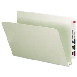 Smead 29210 Extra-Heavy Recycled Pressboard Straight End Tab Folders - Legal, Gray/Green (25/Box)