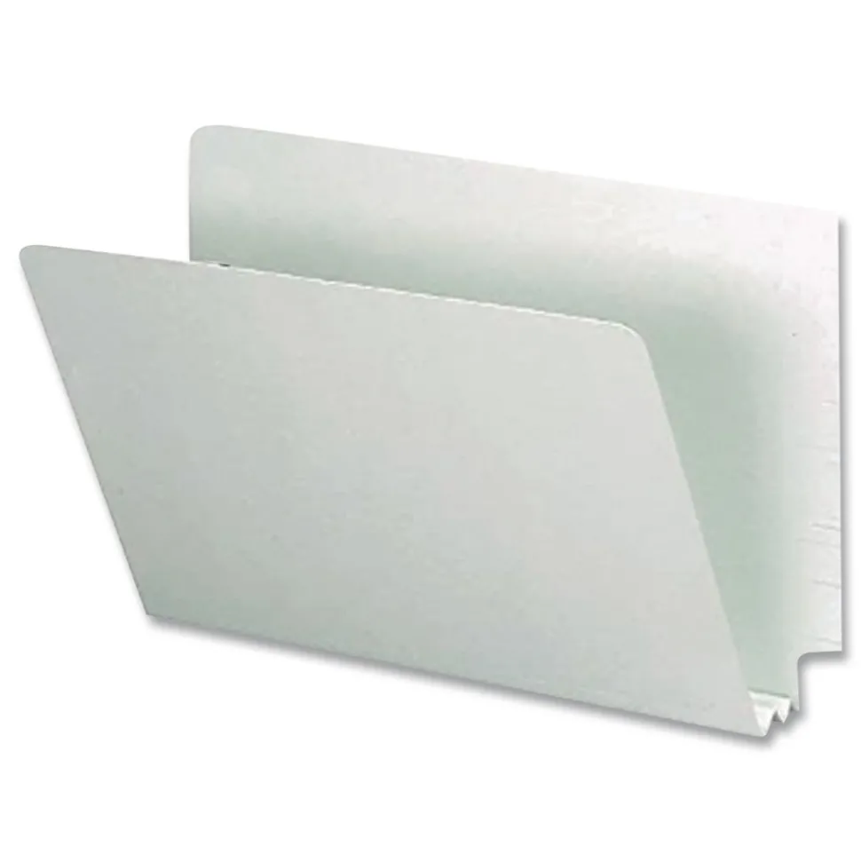 Smead 29210 Extra-Heavy Recycled Pressboard Straight End Tab Folders - Legal, Gray/Green (25/Box)