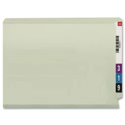 Smead 29210 Extra-Heavy Recycled Pressboard Straight End Tab Folders - Legal, Gray/Green (25/Box)