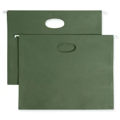 Smead 3.5 in. Capacity 1 Section 100 Percent Recycled Hanging Pockets with Full-Height Gusset - Standard Green/Letter Size (10/Box)