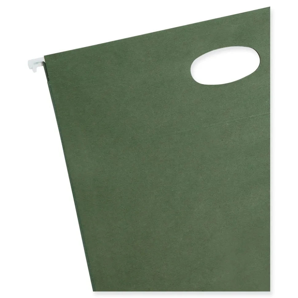 Smead 3.5 in. Capacity 1 Section 100 Percent Recycled Hanging Pockets with Full-Height Gusset - Standard Green/Letter Size (10/Box)