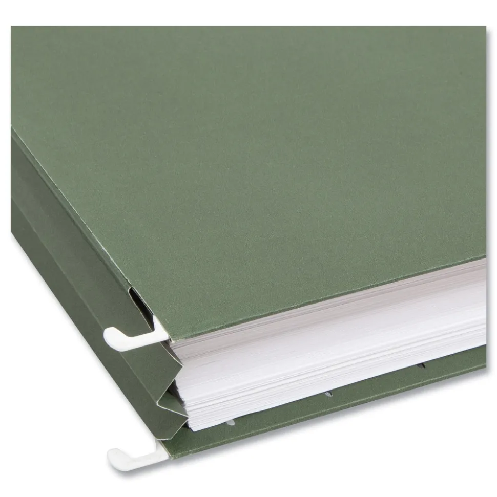 Smead 1.75 in. Capacity 1 Section Hanging Pockets with Full-Height Gusset - Standard Green/Legal Size (25/Box)