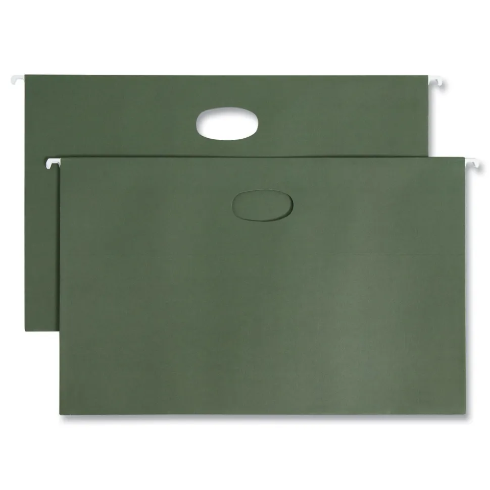 Smead 3.5 in. Capacity 1 Section Legal Size Hanging Pockets with Full-Height Gusset - Standard Green (10/Box)