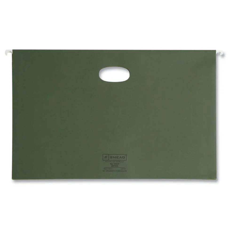 Smead 3.5 in. Capacity 1 Section Legal Size Hanging Pockets with Full-Height Gusset - Standard Green (10/Box)