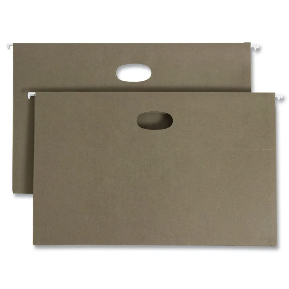 Smead 3.5 in. Capacity 1 Section Legal Size 100 Percent Recycled Hanging Pockets with Full-Height Gusset - Standard Green (10/Box)